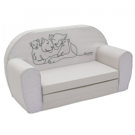 Canapea extensibila, New Baby, Din spuma, Husa din bumbac certificat Oeko-Tex Standard 100, 42x78x35 cm, 9 luni-5 ani, Lion [1]