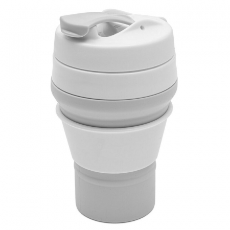 Alaptare si Hranire - Canuta pliabila, New Baby, Poate fi agatata la carucior, rucsac sau geanta, Perfecta pentru calatorii, Din silicon, Fara BPA, Capacitate 350 ml, Grey