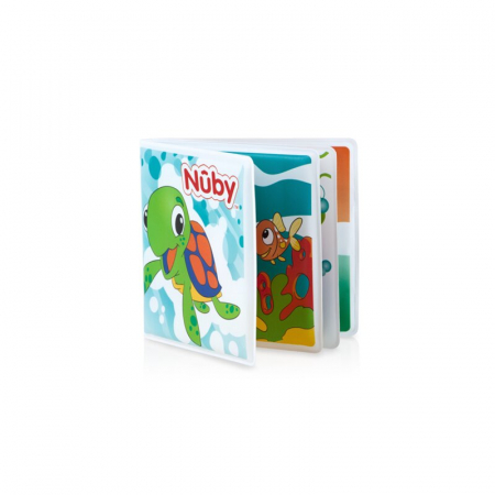 Jucarii si Jocuri - Carticica de colorat, Nuby, Pentru baita, Cu animale, 13x13x3 cm, 4 luni+, Multicolor