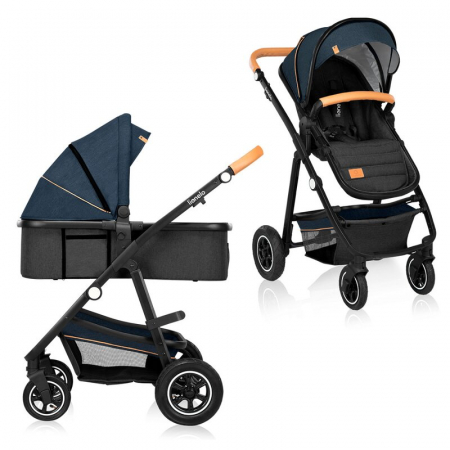 Pachete carucioare - Carucior 2 in 1, Lionelo, Amber, Cadru aluminiu, Cu landou intarit si salteluta moale, Reversibil, Maner ajustabil, Huse pentru picioare, ploaie, Plasa de tantari, Geanta parinti, Pana la 22 kg, EN188