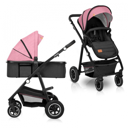 Pachete carucioare - Carucior 2 in 1, Lionelo, Amber, Cadru aluminiu, Cu landou intarit si salteluta moale, Reversibil, Maner ajustabil, Huse pentru picioare, ploaie, Plasa de tantari, Geanta parinti, Pana la 22 kg, EN188