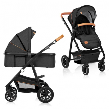 Pachete carucioare - Carucior 2 in 1, Lionelo, Amber, Cadru aluminiu, Cu landou intarit si salteluta moale, Reversibil, Maner ajustabil, Huse pentru picioare, ploaie, Plasa de tantari, Geanta parinti, Pana la 22 kg, EN188