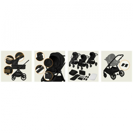 Carucior 2 in 1, Lionelo, Layla, Pana la 22 kg, Cadru aluminiu, Cu landou intarit si salteluta din spuma AirDots, Reversibil, Cu ventilatie 3D, Cu accesorii, EN1888-1, EN1888-2, EN1466, Maro [46]