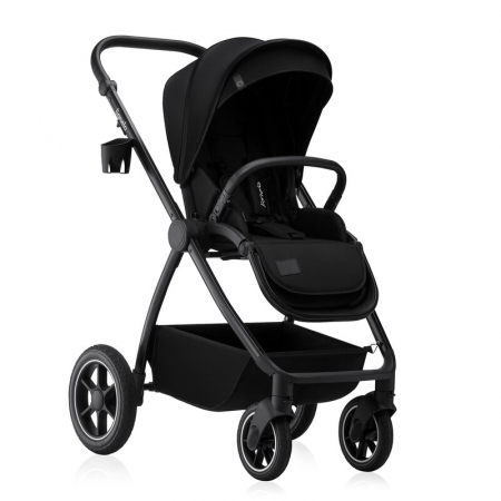 Carucior 2 in 1, Lionelo, Meril, Cu landou si scaun cu dimensiune XL, Reversibil, Cu sistem de ventilatie 3D, Cu accesorii, Pana la 22 kg, Conform cu EN1888-1 EN1888-2, EN1466, Negru [2]