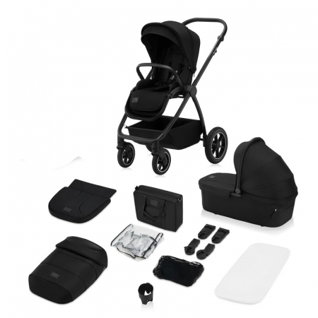 Carucior 2 in 1, Lionelo, Meril, Cu landou si scaun cu dimensiune XL, Reversibil, Cu sistem de ventilatie 3D, Cu accesorii, Pana la 22 kg, Conform cu EN1888-1 EN1888-2, EN1466, Negru [3]