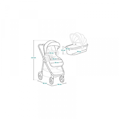 Carucior 2 in 1, Lionelo, Meril, Cu landou si scaun cu dimensiune XL, Reversibil, Cu sistem de ventilatie 3D, Cu accesorii, Pana la 22 kg, Conform cu EN1888-1 EN1888-2, EN1466, Gri [44]