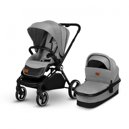 Carucior 2 in 1, Lionelo, Mika, Cadru din aluminiu, Cu landou intarit si salteluta moale, Reversibil, Maner ajustabil, Plasa de tantari, Husa de ploaie, de picioare, 22 kg, Conform cu standardele euro [2]