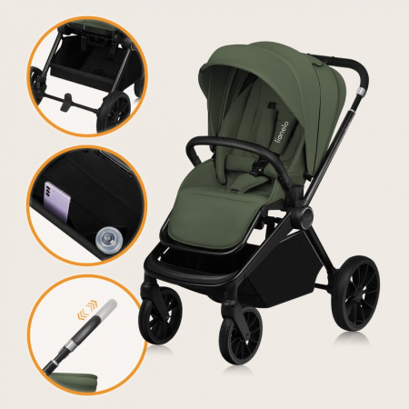 Carucior 2 in 1, Lionelo, Mika Plus, Cadru din aluminiu, Cu landou intarit si salteluta moale, Reversibil, Cu sistem de ventilatie 3D, Cu accesorii, Pana la 22 kg, Conform cu EN1888-1 EN1888-2, EN1466 [44]