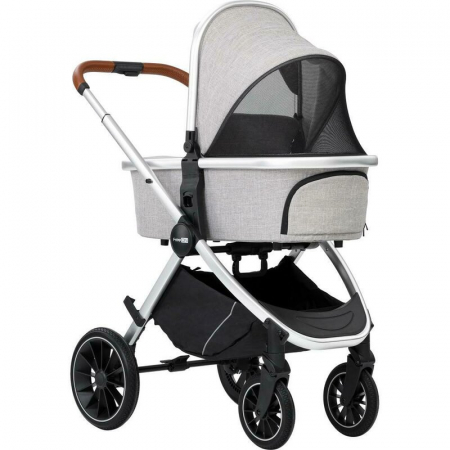 Carucior 3 in 1, FreeON, Joy, Reversibil, Cu cadru din aluminiu, Scoica auto, Husa picioare, Geanta mamici si accesorii, Conform cu standardele europene EN1888-1:2018+A1:2022, Gri [12]