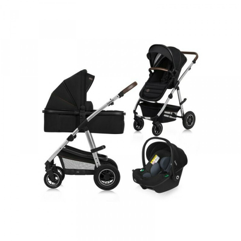 Pachete carucioare - Carucior 3 in 1, Lionelo, Amber, Cadru aluminiu, Cu landou intarit si salteluta moale, Cu scoica auto testata ADAC, Reversibil, Cu accesorii, Geanta parinti, Pana la 22 kg, EN1888-1 EN1888-2 EN1466 EC