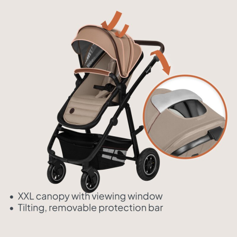 Carucior 3 in 1, Lionelo, Amber, Cadru aluminiu, Cu landou intarit si salteluta moale, Cu scoica auto testata ADAC, Reversibil, Cu accesorii, Geanta parinti, Pana la 22 kg, Bej [27]