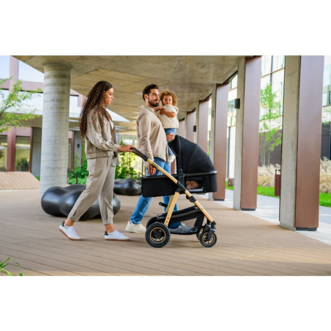 Carucior 3 in 1, Lionelo, Amber, Cadru aluminiu, Cu landou intarit si salteluta moale, Cu scoica auto testata ADAC, Reversibil, Cu accesorii, Geanta parinti, Pana la 22 kg, Bej [44]
