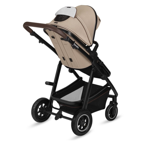 Carucior 3 in 1, Lionelo, Amber, Cadru aluminiu, Cu landou intarit si salteluta moale, Cu scoica auto testata ADAC, Reversibil, Cu accesorii, Geanta parinti, Pana la 22 kg, Bej [12]