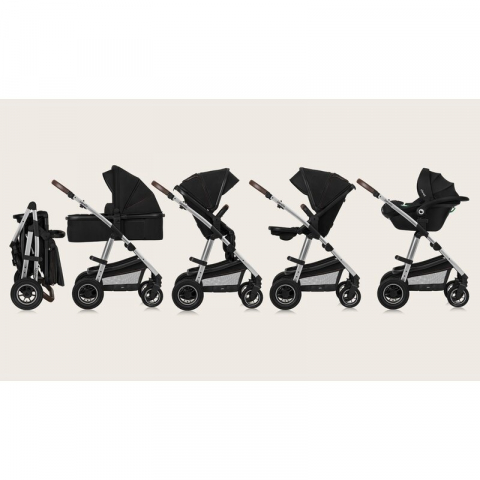 Carucior 3 in 1, Lionelo, Amber, Cadru aluminiu, Cu landou intarit si salteluta moale, Cu scoica auto testata ADAC, Reversibil, Cu accesorii, Geanta parinti, Pana la 22 kg, EN1888-1 EN1888-2 EN1466 EC [33]