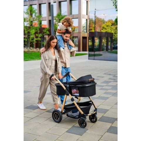 Carucior 3 in 1, Lionelo, Amber, Cadru aluminiu, Cu landou intarit si salteluta moale, Cu scoica auto testata ADAC, Reversibil, Cu accesorii, Geanta parinti, Pana la 22 kg, Bej [53]