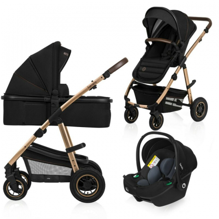Pachete carucioare - Carucior 3 in 1, Lionelo, Amber, Cadru aluminiu, Cu landou intarit si salteluta moale, Cu scoica auto testata ADAC, Reversibil, Cu accesorii, Geanta parinti, Pana la 22 kg, EN1888-1 EN1888-2 EN1466 EC