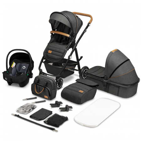 Carucior 3 in 1, Lionelo, Amber, Cadru aluminiu, Cu landou intarit si salteluta moale, Cu scoica auto testata ADAC, Reversibil, Cu accesorii, Geanta parinti, Pana la 22 kg, EN1888-1 EN1888-2 EN1466 EC [2]