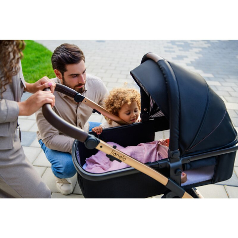 Carucior 3 in 1, Lionelo, Amber, Cadru aluminiu, Cu landou intarit si salteluta moale, Cu scoica auto testata ADAC, Reversibil, Cu accesorii, Geanta parinti, Pana la 22 kg, Bej [47]