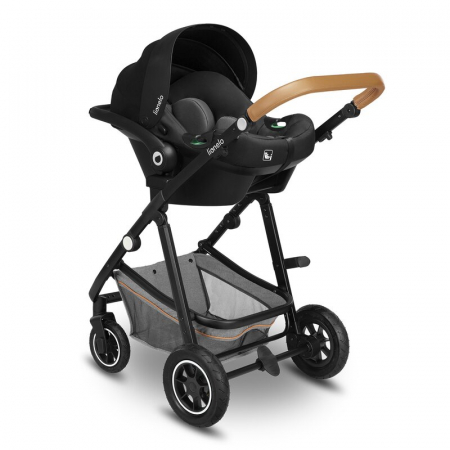Carucior 3 in 1 Lionelo Amber, Cadru din aluminiu, Landou confortabil, Scaun auto testat ADAC, Accesorii incluse, Geanta parinti, pana la 22 kg, Certificat EN1888, Gri Deschis [43]