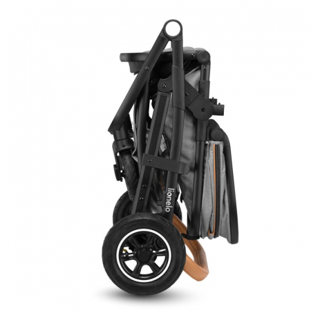 Carucior 3 in 1 Lionelo Amber, Cadru din aluminiu, Landou confortabil, Scaun auto testat ADAC, Accesorii incluse, Geanta parinti, pana la 22 kg, Certificat EN1888, Gri Deschis [52]