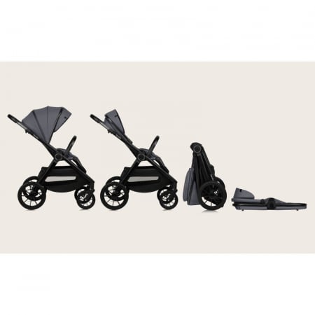 Carucior 3 in 1, Lionelo, Layla, Cadru din aluminiu, Cu landou intarit si salteluta din spuma AiryDots, Cu scoica auto testata ADAC, Reversibil, Cu sistem de ventilatie 3D, Cu accesorii, Pana la 22 kg [40]