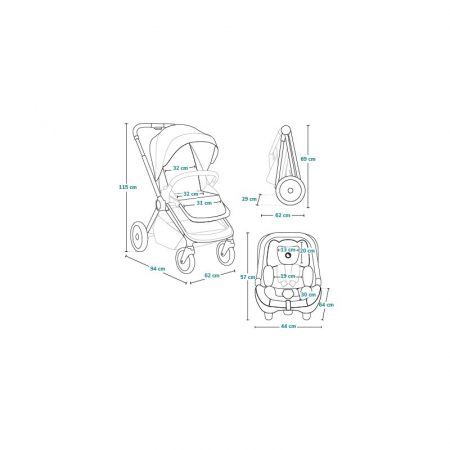 Carucior 3 in 1, Lionelo, Layla, Cadru din aluminiu, Cu landou intarit si salteluta din spuma AiryDots, Cu scoica auto testata ADAC, Reversibil, Cu sistem de ventilatie 3D, Cu accesorii, Pana la 22 kg [52]