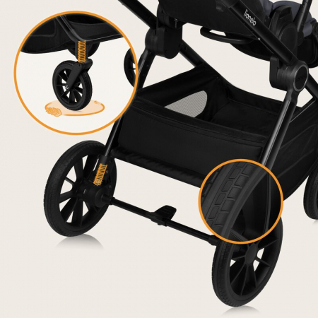 Carucior 3 in 1, Lionelo, Layla, Cadru din aluminiu, Cu landou intarit si salteluta din spuma AiryDots, Cu scoica auto testata ADAC, Reversibil, Cu sistem de ventilatie 3D, Cu accesorii, Pana la 22 kg [48]