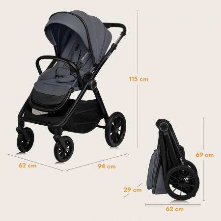 Carucior 3 in 1, Lionelo, Layla, Cadru din aluminiu, Cu landou intarit si salteluta din spuma AiryDots, Cu scoica auto testata ADAC, Reversibil, Cu sistem de ventilatie 3D, Cu accesorii, Pana la 22 kg [38]