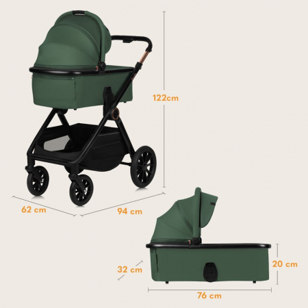 Carucior 3 in 1, Lionelo, Layla, Pana la 22 kg, Cadru aluminiu, Cu landou intarit si salteluta din spuma AirDots, Cu scoica auto testata ADAC, Reversibil, Cu ventilatie 3D, Cu accesorii, EN1888-1, EN1 [46]