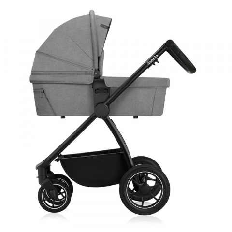 Carucior 3 in 1, Lionelo, Meril, Cu landou de dimensiune XL, Reversibil, Cu scoica auto testata ADAC, Cu accesorii, Pana la 22 kg, Conform cu EN1888-1 EN1888-2, EN1466, Gri [14]