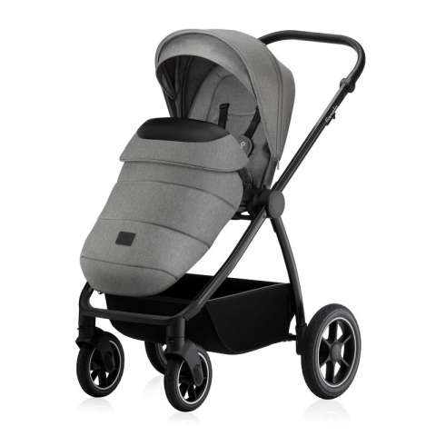 Carucior 3 in 1, Lionelo, Meril, Cu landou de dimensiune XL, Reversibil, Cu scoica auto testata ADAC, Cu accesorii, Pana la 22 kg, Conform cu EN1888-1 EN1888-2, EN1466, Gri [4]