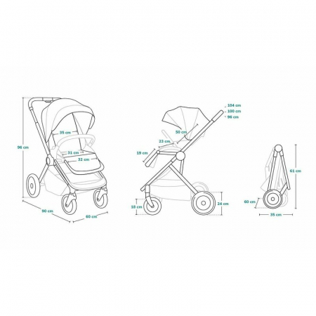 Carucior 3 in 1, Lionelo, Mika, Cadru din aluminiu, Cu landou intarit si salteluta moale, Cu scoica auto testata ADAC, Reversibil, Cu accesorii, Pana la 22 kg, EN1888-1 EN1888-2 EN1466 ECE R129, Gri d [37]