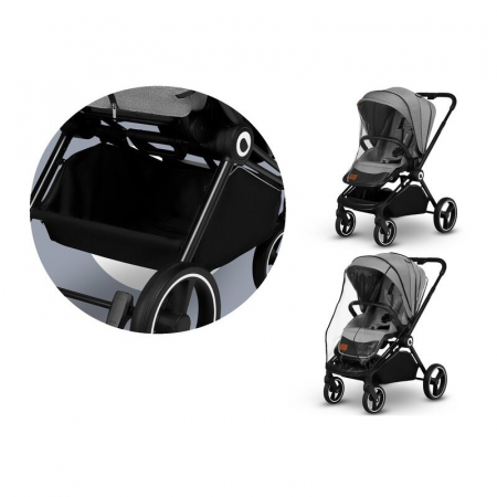 Carucior 3 in 1, Lionelo, Mika, Cadru din aluminiu, Cu landou intarit si salteluta moale, Cu scoica auto testata ADAC, Reversibil, Cu accesorii, Pana la 22 kg, EN1888-1 EN1888-2 EN1466 ECE R129, Gri d [21]