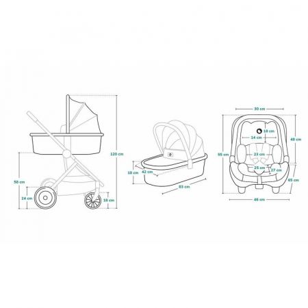 Carucior 3 in 1, Lionelo, Mika, Cadru din aluminiu, Cu landou intarit si salteluta moale, Cu scoica auto testata ADAC, Reversibil, Cu accesorii, Pana la 22 kg, EN1888-1 EN1888-2 EN1466 ECE R129, Gri d [38]