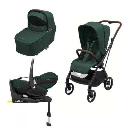 Pachete carucioare - Carucior 4 in 1 Maxi-Cosi Leona 2 + Landou Sense+ Scoica auto Pebble 360 Pro 2+ Baza isofix 360