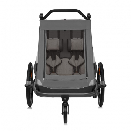 Carucior si remorca de bicicleta, Lionelo, Cama, Multifunctional, Pentru 1 sau 2 copii, Cu sistem de absorbtie a socurilor SIQ, Geamuri cu protectie solara, Negru [13]