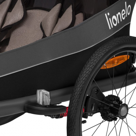 Carucior si remorca de bicicleta, Lionelo, Cama, Multifunctional, Pentru 1 sau 2 copii, Cu sistem de absorbtie a socurilor SIQ, Geamuri cu protectie solara, Gri [9]