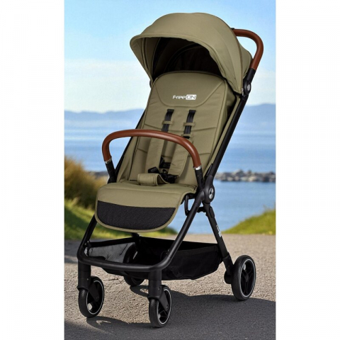 Carucior sport, FreeON, Bold, Pliabil automat, Roti cu suspensii, De la nastere pana la 22 kg, Cu spatar reglabil in 3 pozitii, Green Army [2]