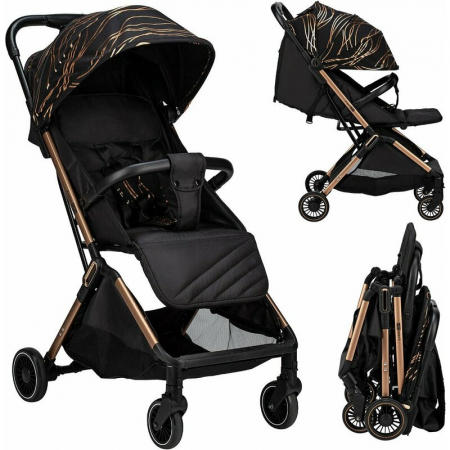 Carucior sport, FreeON, Unique, Pliabil automat, Spatar reglabil, Suport pentru sticla, 6.6 Kg, Conform cu standardul european de securitate EN 1888-2:2018, Gold Rose [1]