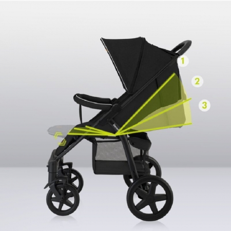 Carucior sport, Lionelo, Annet Plus, De la nastere, Cu accesorii si capotina XXL reglabila, 0 - 22 Kg, Conform cu standardele europene de securitate EN1888-1 si EN1888-2, Negru [26]