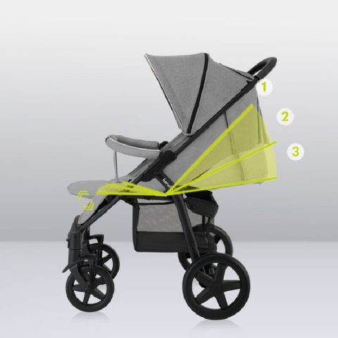 Carucior sport, Lionelo, Annet Plus, De la nastere, Cu accesorii si capotina XXL reglabila, 0 - 22 Kg, Conform cu standardele europene de securitate EN1888-1 si EN1888-2, Gri [25]