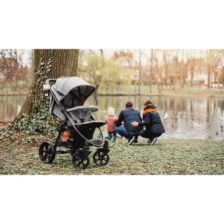 Carucior sport, Lionelo, Annet Plus, De la nastere, Cu accesorii si capotina XXL reglabila, 0 - 22 Kg, Conform cu standardele europene de securitate EN1888-1 si EN1888-2, Negru [20]
