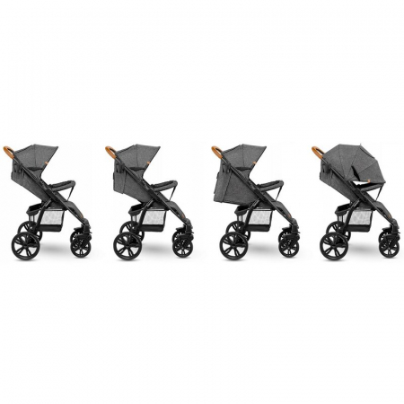 Carucior sport, Lionelo, Annet Plus, De la nastere, Cu accesorii si capotina XXL reglabila, 0 - 22 Kg, Conform cu standardele europene de securitate EN1888-1 si EN1888-2, Gri Caramel [5]