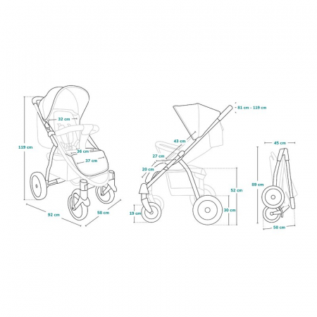 Carucior sport, Lionelo, Annet Tour Dreamin, Editie Limitata, De la nastere, Capotina impermeabila, Cu filtru UPF 50+, Cu maner reglabil, Plasa de tantari, Suport biberon, Saculet pentru picioare, Pan [31]