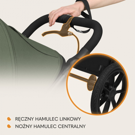 Carucior sport, Lionelo, Azura, Cu 3 roti, Cu baldachin XXL impermeabil, Pliere compacta, Pana la 22 kg, 6-48 luni, Conform cu standardele europene de securitate EN1888-1 si EN1888-2, Verde [35]