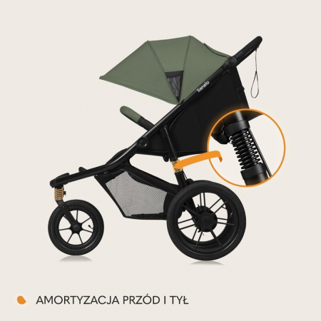 Carucior sport, Lionelo, Azura, Cu 3 roti, Cu baldachin XXL impermeabil, Pliere compacta, Pana la 22 kg, 6-48 luni, Conform cu standardele europene de securitate EN1888-1 si EN1888-2, Verde [33]