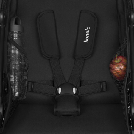 Carucior sport, Lionelo, Azura, Cu 3 roti, Cu baldachin XXL impermeabil, Pliere compacta, Pana la 22 kg, 6-48 luni, Conform cu standardele europene de securitate EN1888-1 si EN1888-2, Negru [14]