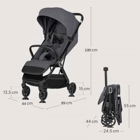 Carucior sport, Lionelo, Bess, Greutate redusa - 7.5 kg, Sustine 22 kg, 6 luni+, Capotina impermeabila, Protectie SPF 50+, Include suport sticla, Pliere cu o singura mana, Compact, Maner pentru transp [29]
