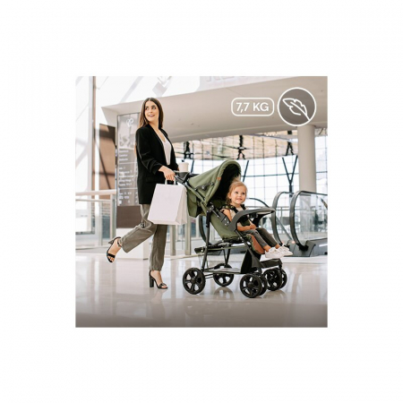 Carucior sport, Lionelo, Emma Plus, Cu tavita, 2 Suporturi pentru pahar, Geanta accesorii, Conform cu standardul european de securitate EN1888-1, Forest Green [20]
