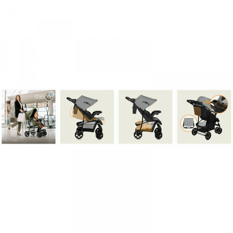 Carucior sport, Lionelo, Emma Plus, Cu tavita, 2 Suporturi pentru pahar, Geanta accesorii, Conform cu standardul european de securitate EN1888-1, Gri [20]